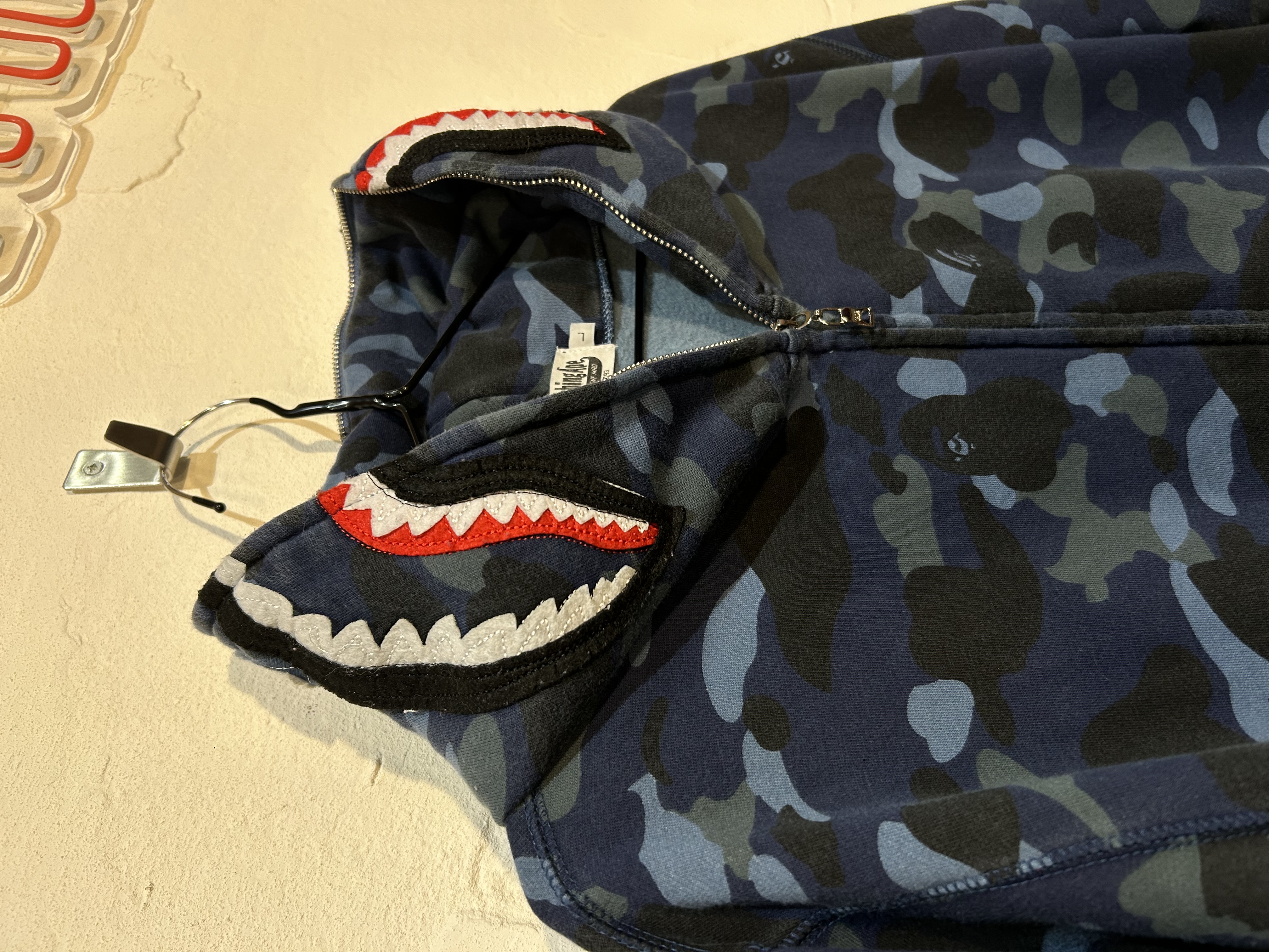 Bape shark blue came zipper